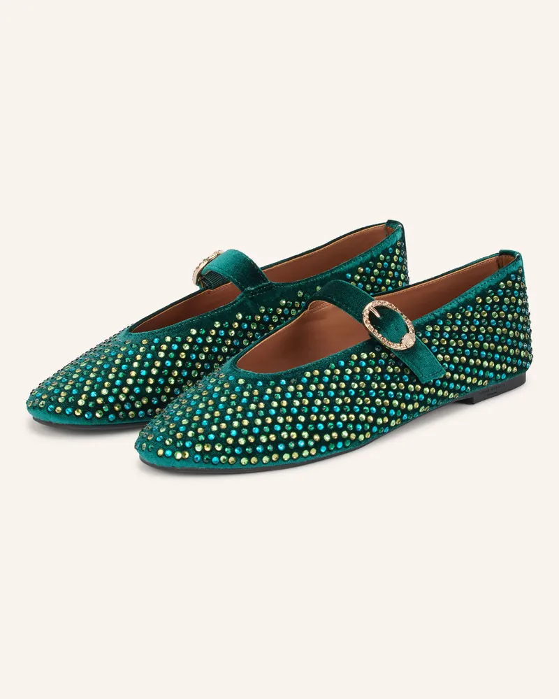 Kurt Geiger Mary-Jane-Ballerinas Mayfair Mit Schmucksteinen gruen Dunkelgrün