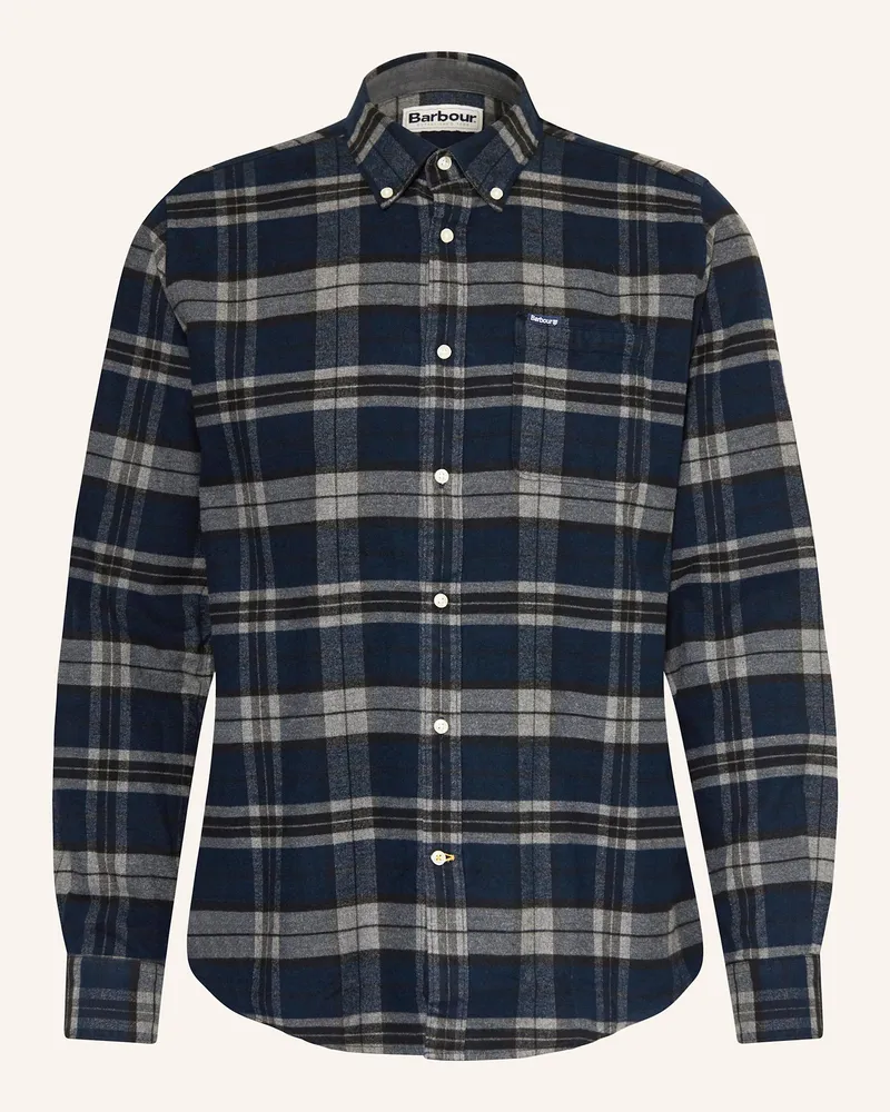 Barbour Flanellhemd Betsom Tailored Fit grau Dunkelblau