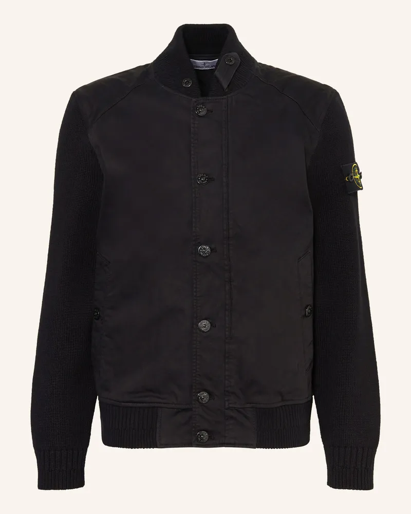 Stone Island Blouson im Materialmix Schwarz