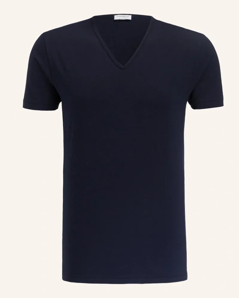 Zimmerli V-Shirt Pure Comfort blau Dunkelblau