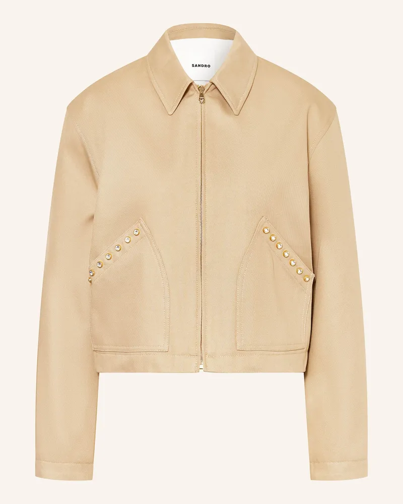 Sandro Jacke mit Schmucksteinen Beige