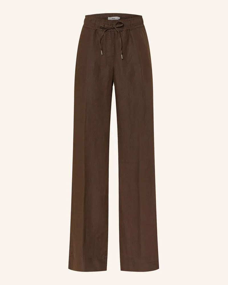 Brax Marlenehose FARINA aus Leinen Dunkelbraun