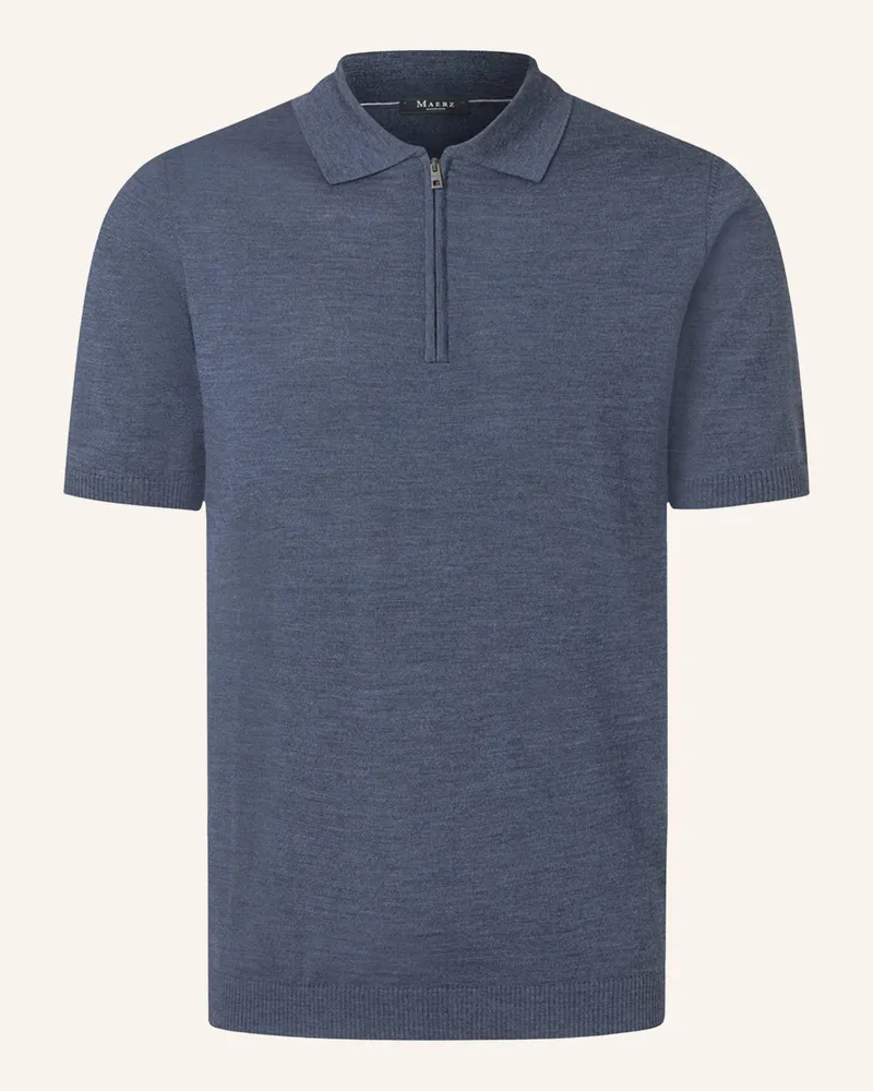 Maerz Strick-Poloshirt Aus Merinowolle blau Blau