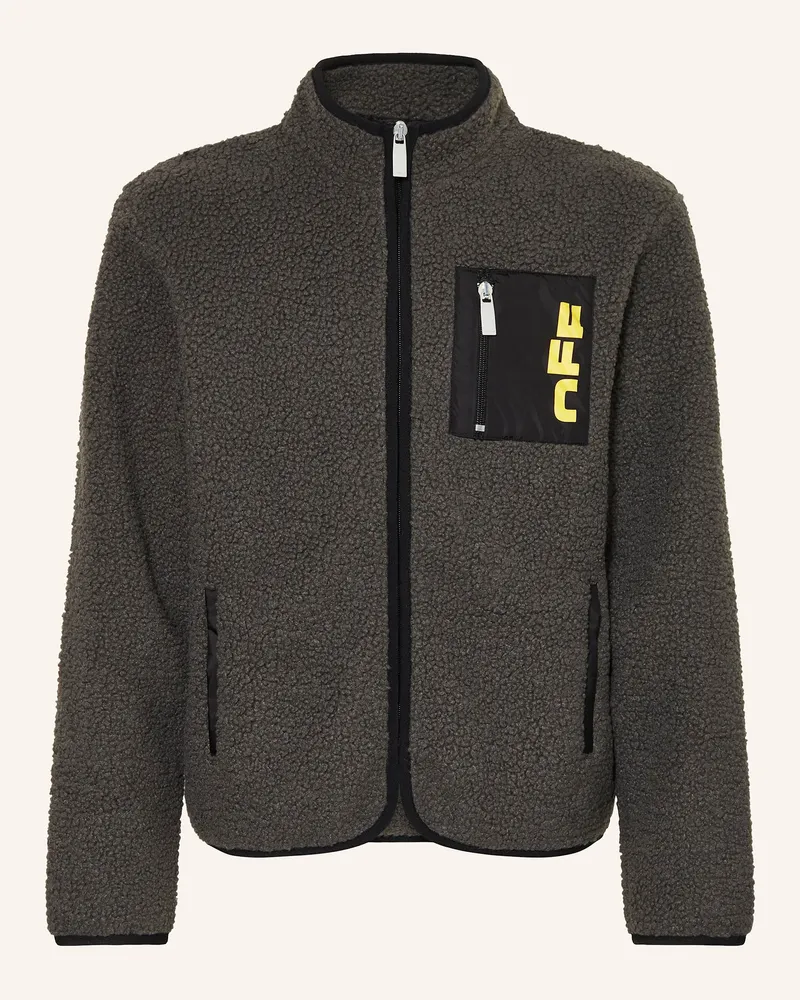 OFF-WHITE Teddyfell-Jacke Dunkelgrau