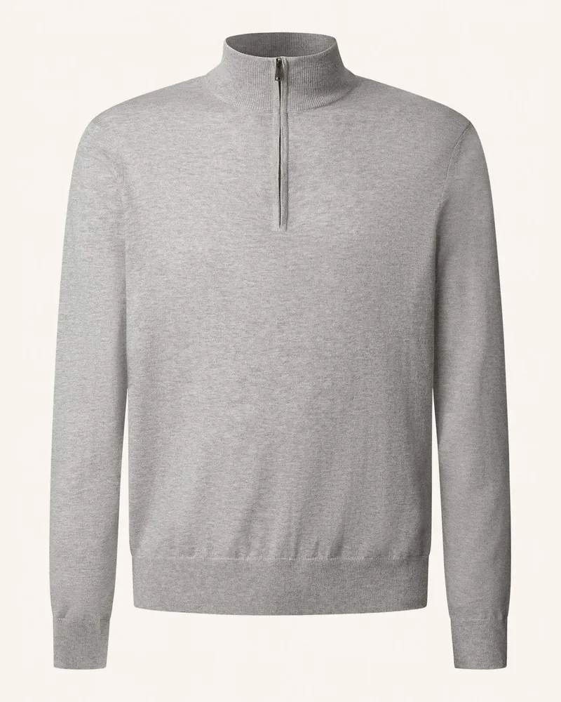 Hackett Pullover COTTON CASH HZIP Hellgrau