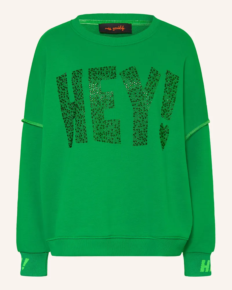 Miss Goodlife Oversized-Sweatshirt Mit Schmucksteinen gruen Grün