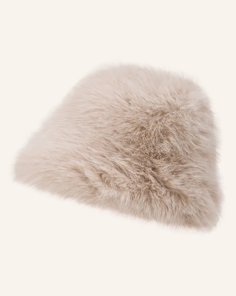 MOSS COPENHAGEN Bucket-Hat Mschlynetta Aus Kunstfell grau Creme