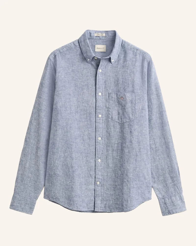 Gant Hemd Regular Fit mit Leinen Hellblau