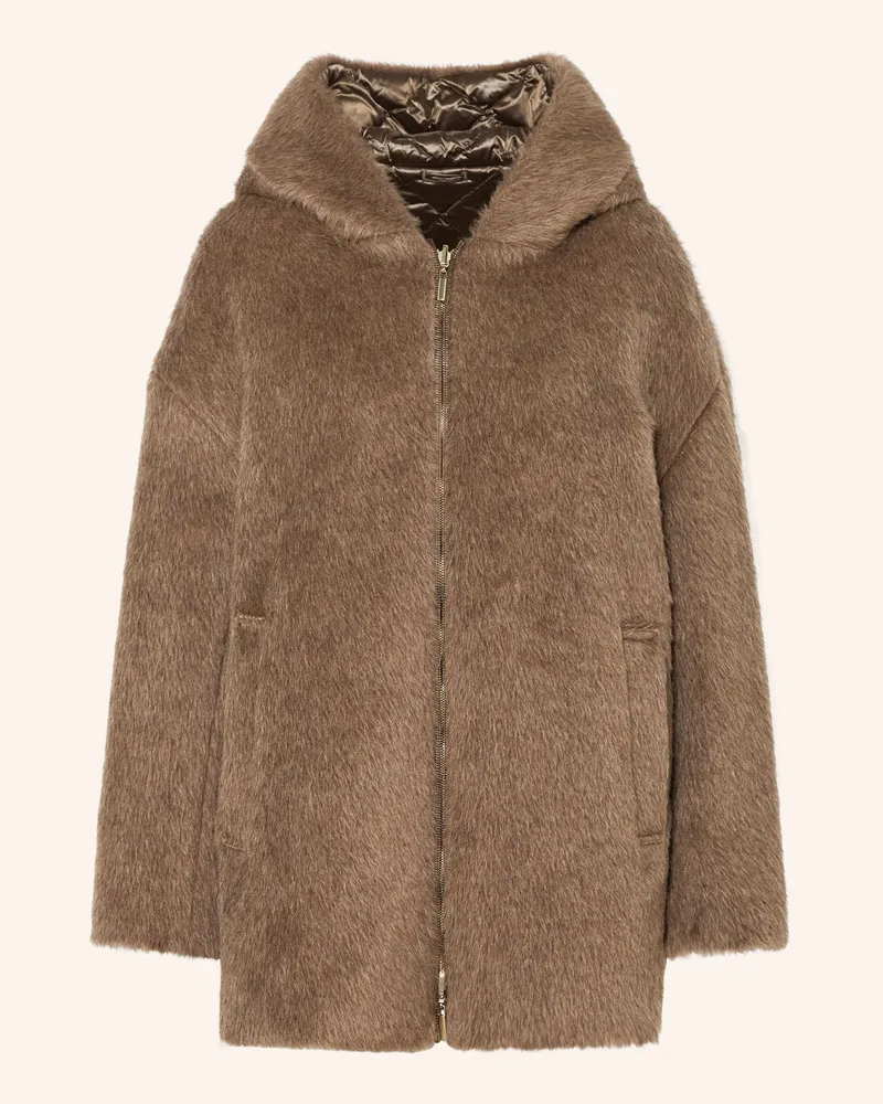 Max Mara Daunenmantel SPACEFE zum Wenden mit Alpaka und Kunstfell Braun