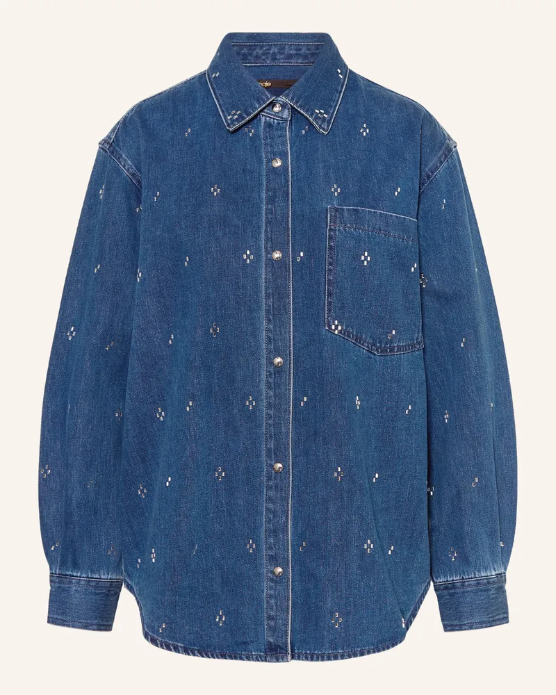 Maje Jeansbluse Mit Schmucksteinen blau Blau