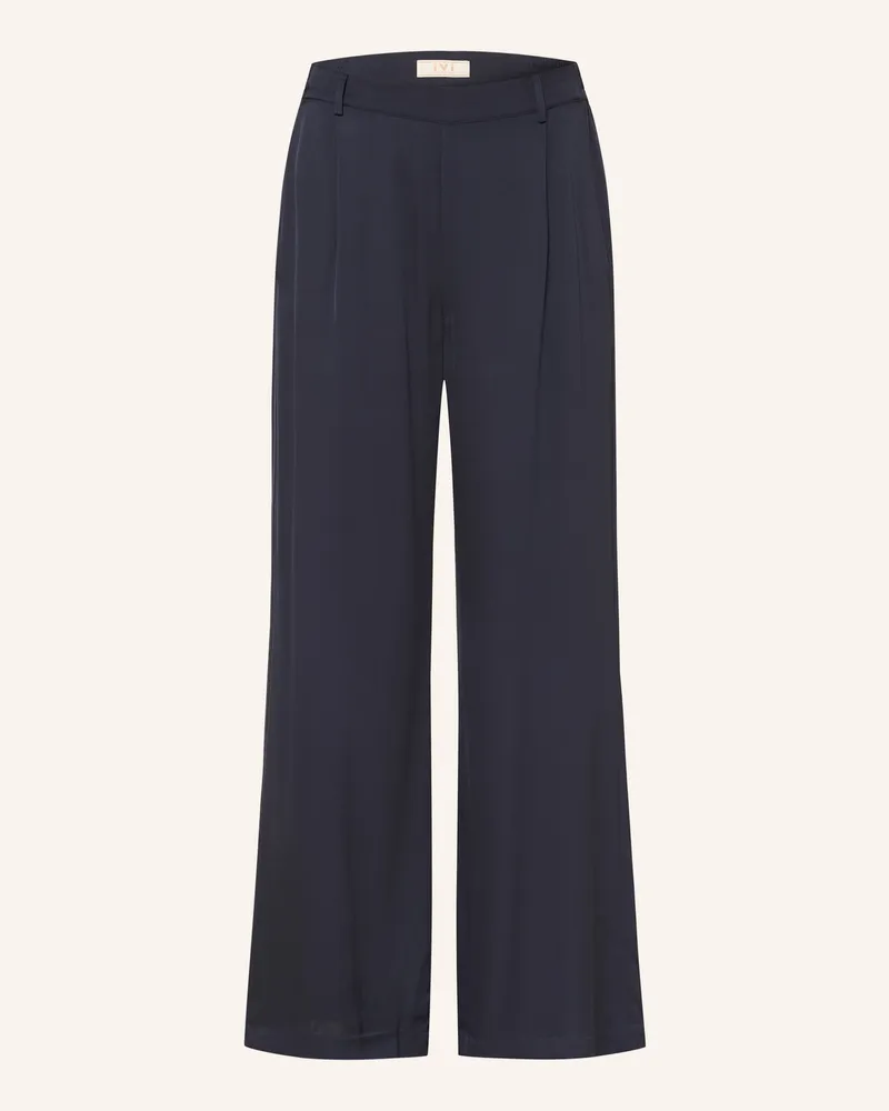 IVI Collection Marlenehose aus Seide Dunkelblau