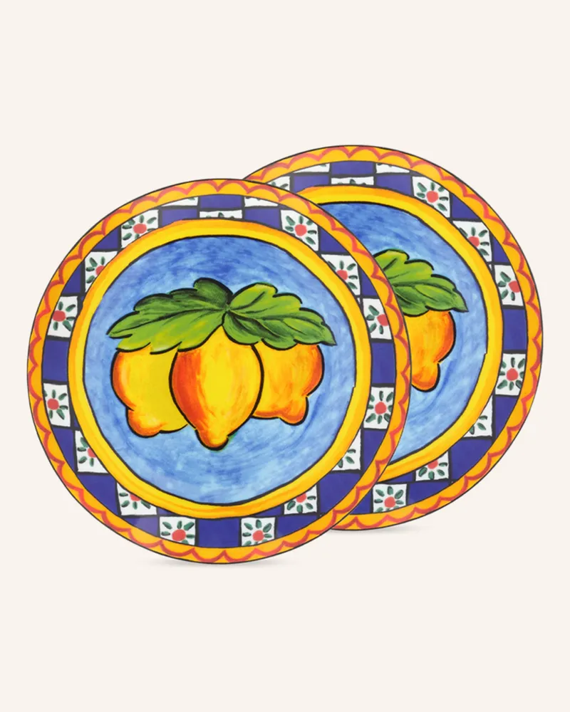 Dolce & Gabbana Casa 2er-Set Brotteller blau Gelb