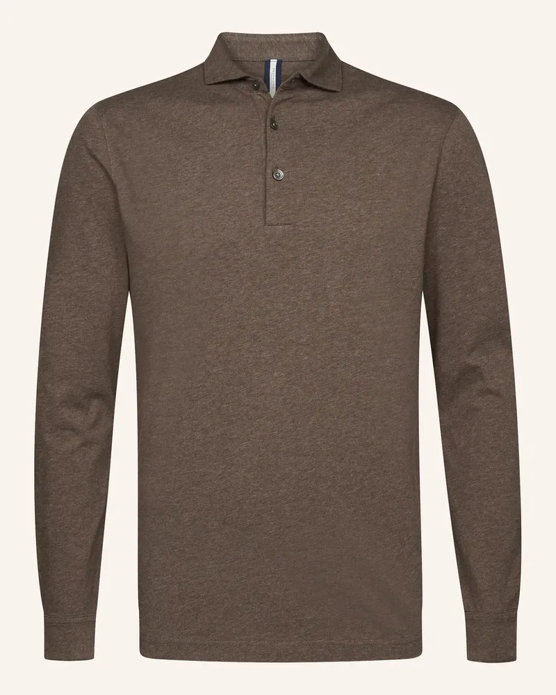 Profuomo Polo Langarm braun Dunkelbraun