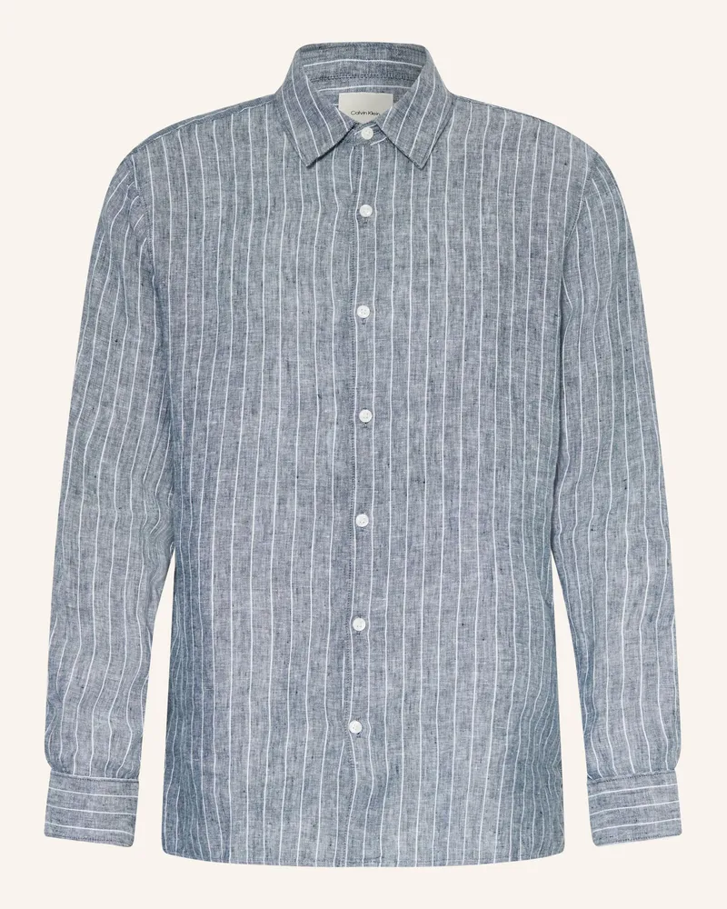 Calvin Klein Leinenhemd Classic Fit blau Blau
