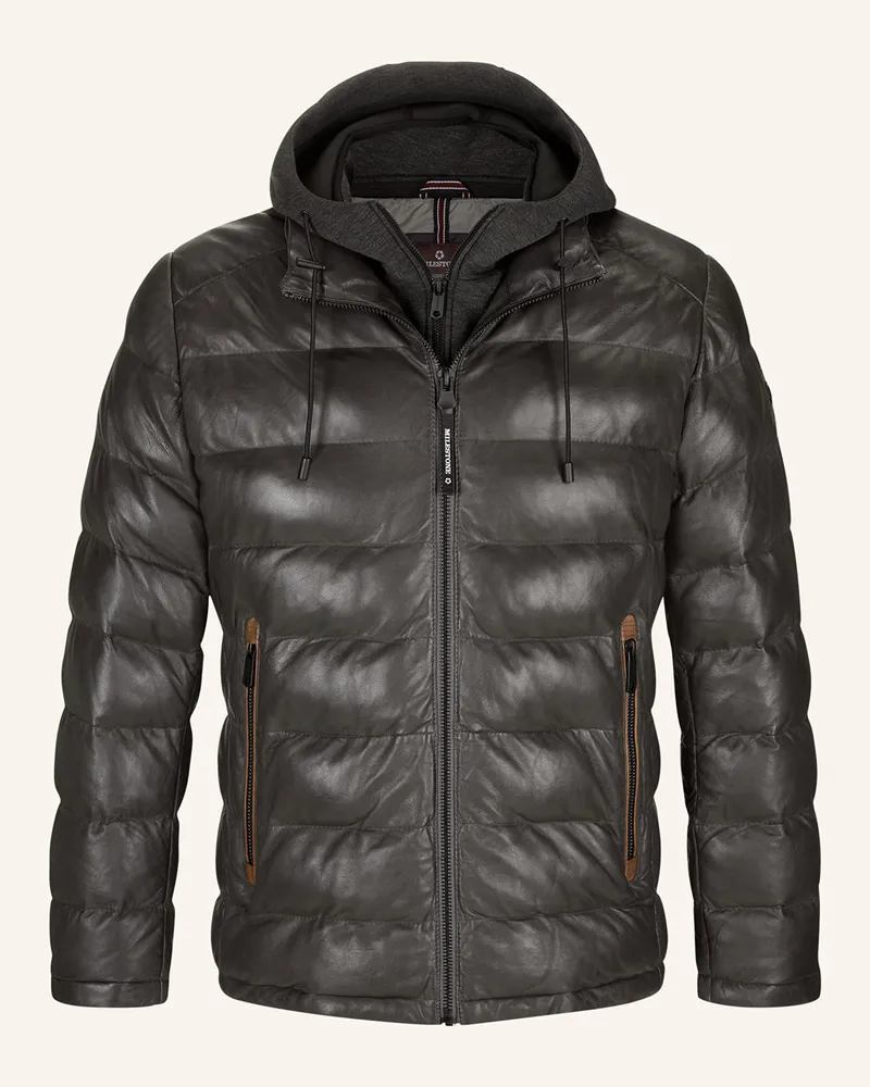 Milestone Steppjacke MSCALLISTO aus Leder mit herausnehmbarer Blende Dunkelgrau