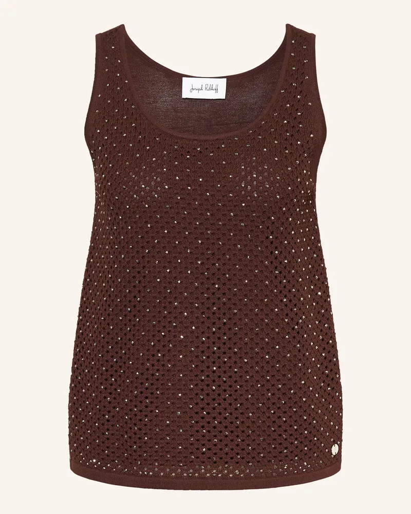 Joseph Ribkoff Stricktop mit Schmucksteinen Dunkelbraun