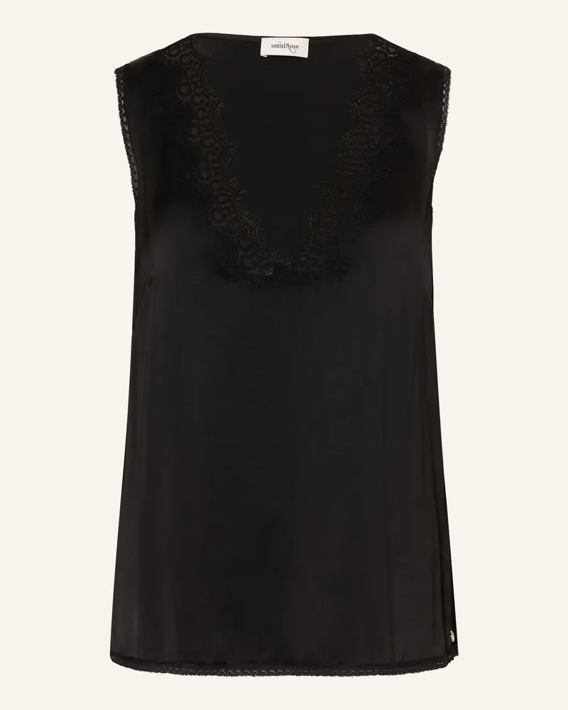 ottod’Ame Satintop Mit Spitze schwarz Schwarz