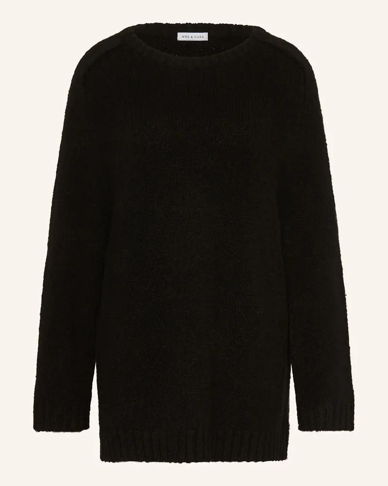 Mrs & HUGS Pullover aus Merinowolle Schwarz