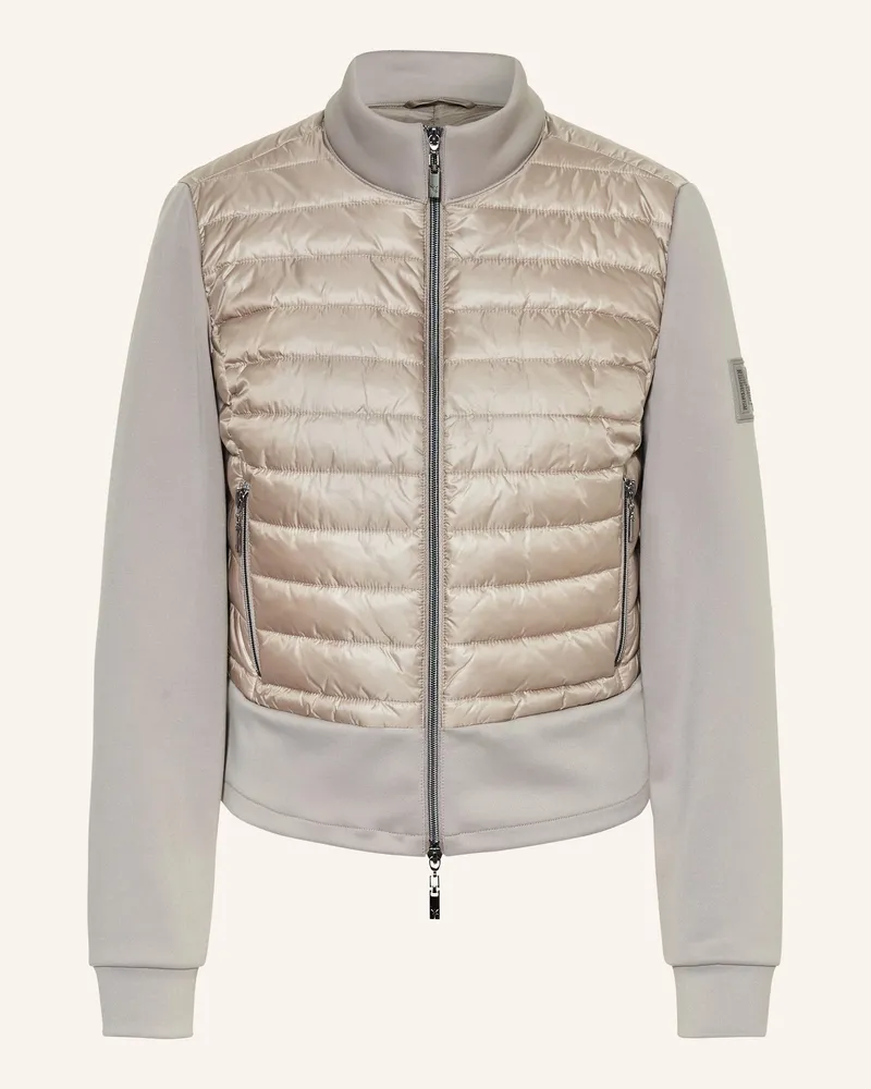 monari Steppjacke im Materialmix mit Schmucksteinen Hellgrau