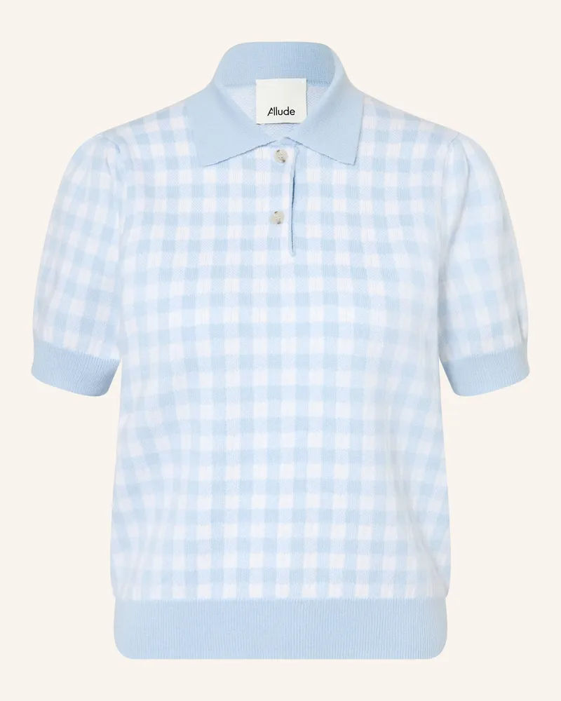 ALLUDE Strick-Poloshirt mit Cashmere Hellblau