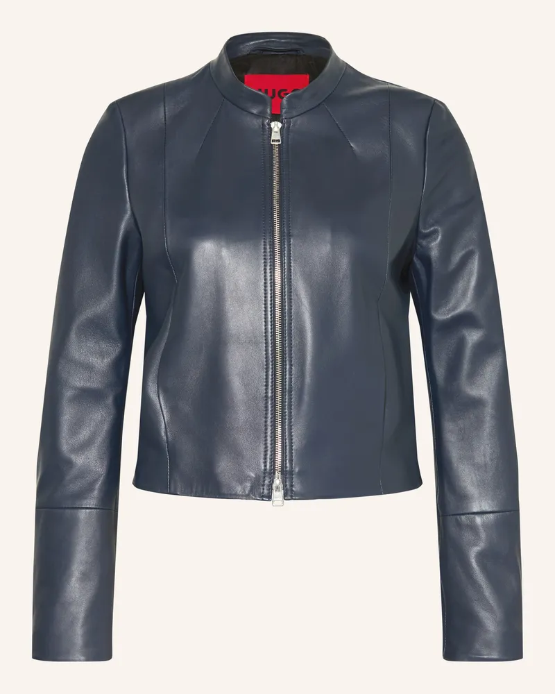 HUGO BOSS Lederjacke Lasari blau Schwarz