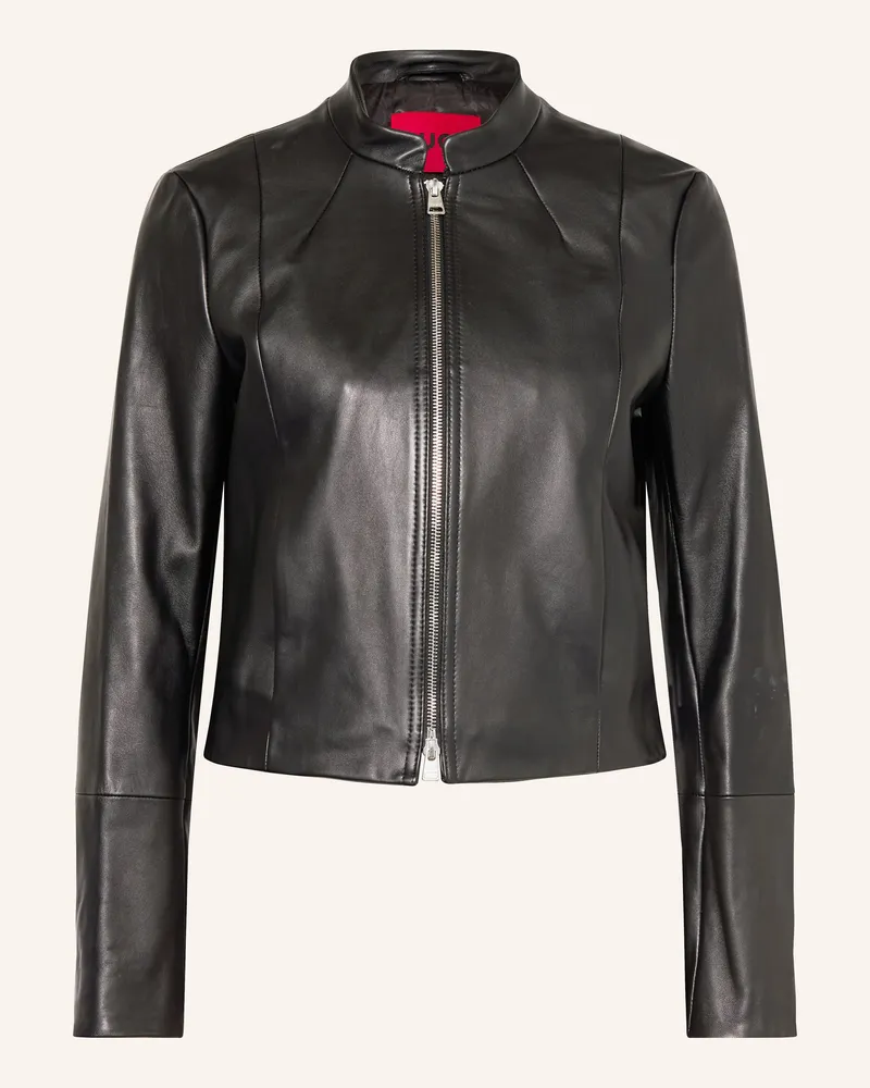 HUGO BOSS Lederjacke Lasari schwarz Schwarz