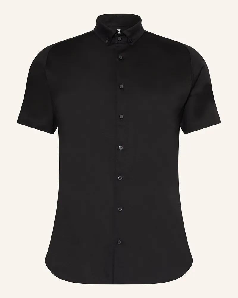 DESOTO Kurzarm-Hemd Slim Fit aus Jersey Schwarz