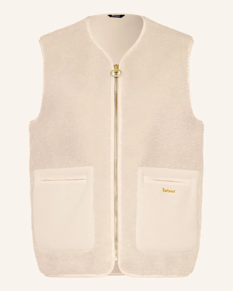 Barbour Teddyfell-Weste Bainford Im Materialmix weiss Hellbraun