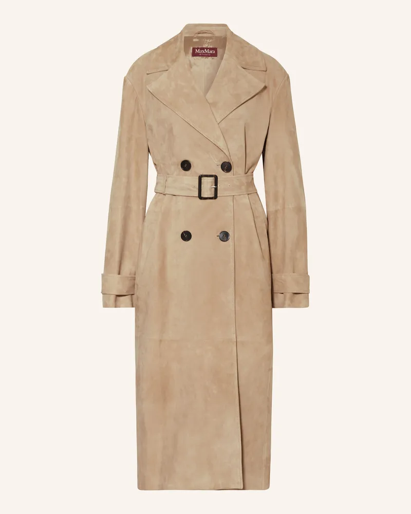 Max Mara Trenchcoat FARNESE aus Leder Beige