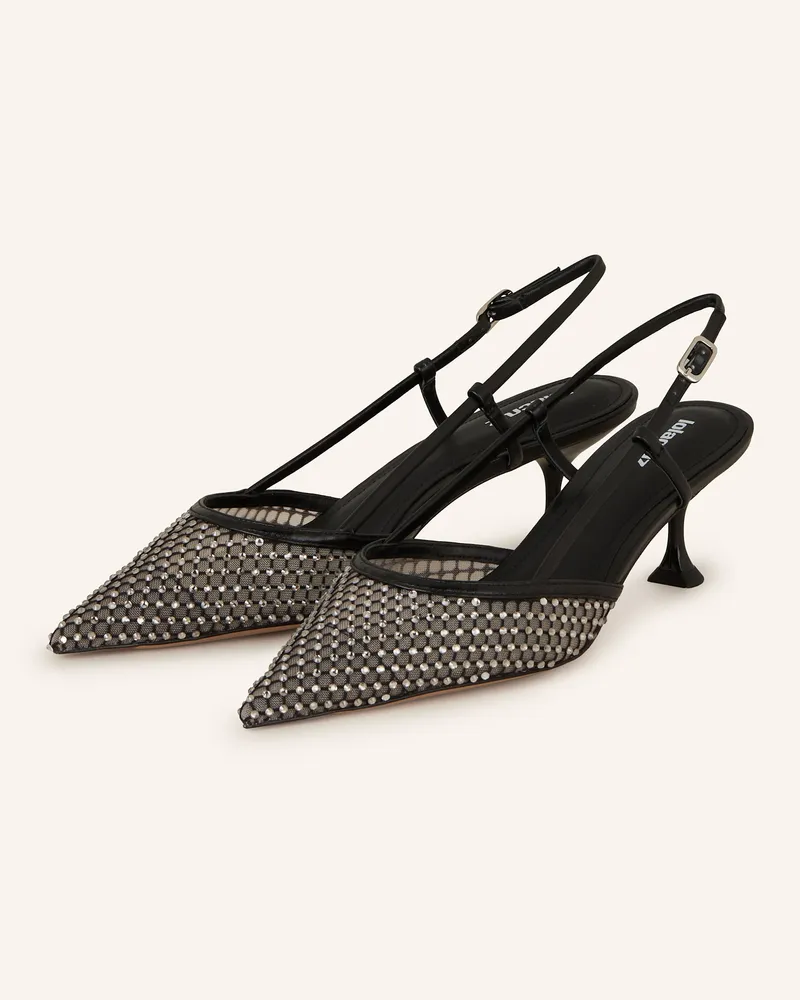 Lola Cruz Slingpumps CARMEN mit Schmucksteinen Schwarz