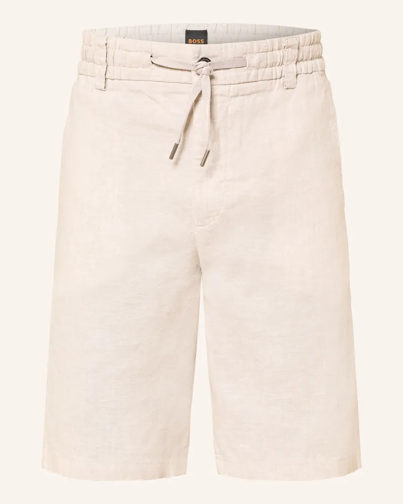 HUGO BOSS Chinoshorts Chino Tapered Fit Mit Leinen blau Beige