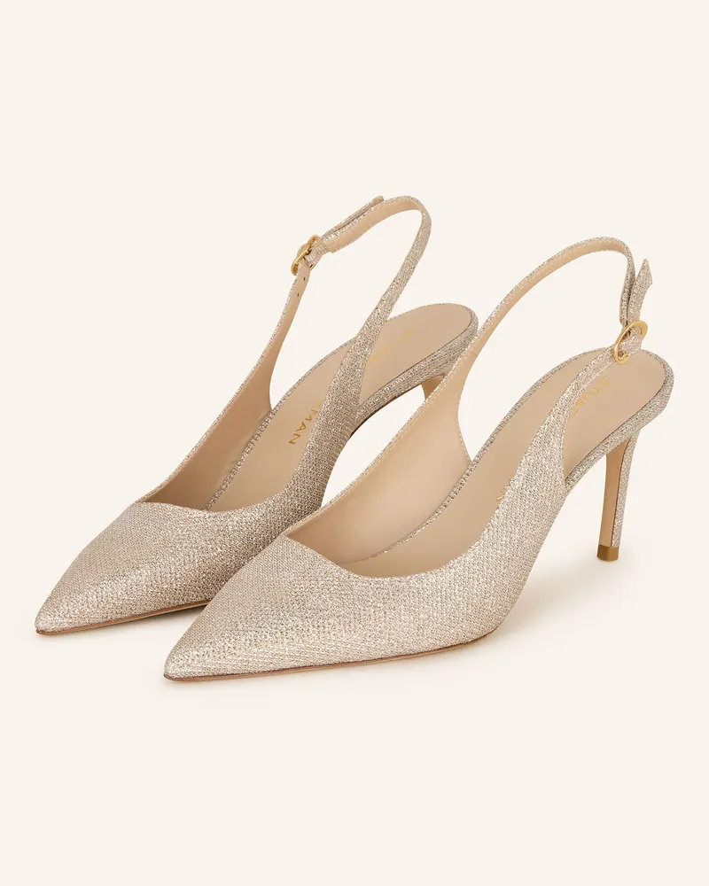 Stuart Weitzman Slingpumps STUART POWER mit Schmucksteinbesatz Silber