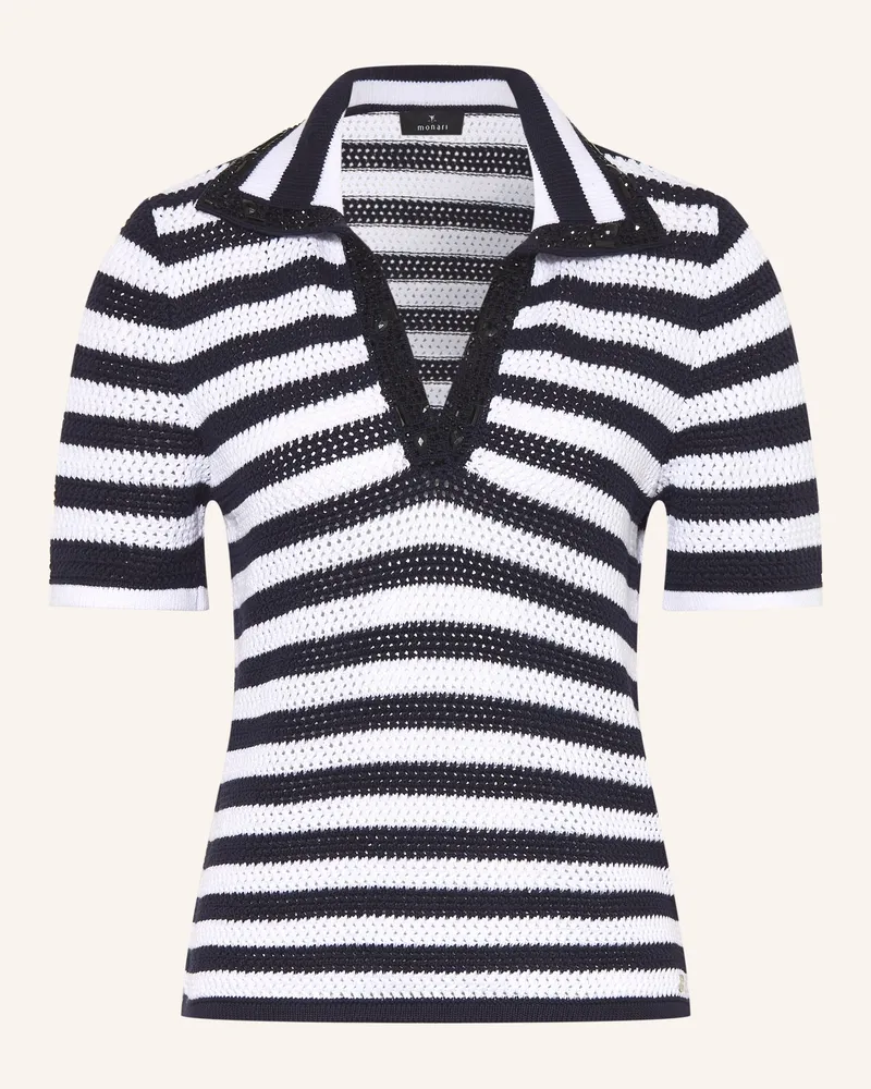 monari Strick-Poloshirt Mit Schmucksteinen blau Dunkelblau