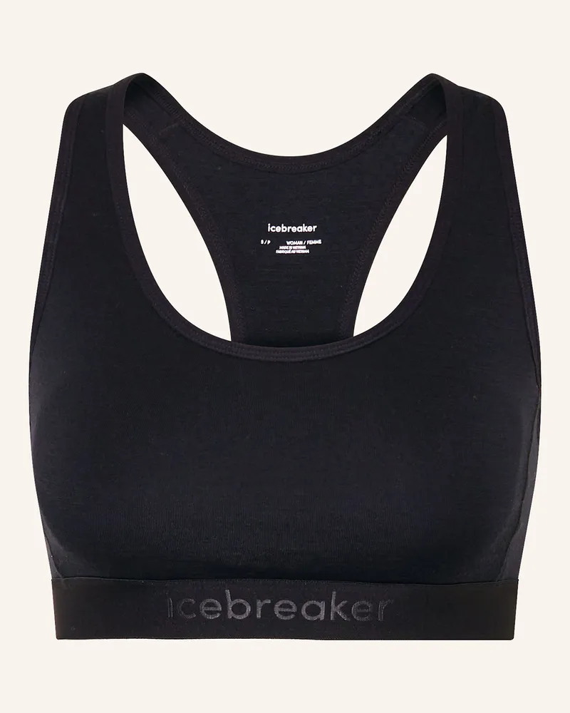 Icebreaker Sport-BH MER 125 ZONEKNIT mit Merinowolle Schwarz