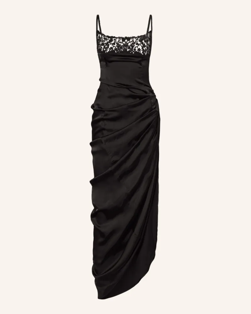 Jacquemus Cocktailkleid La Saudade Longue Brodée Aus Satin schwarz Schwarz