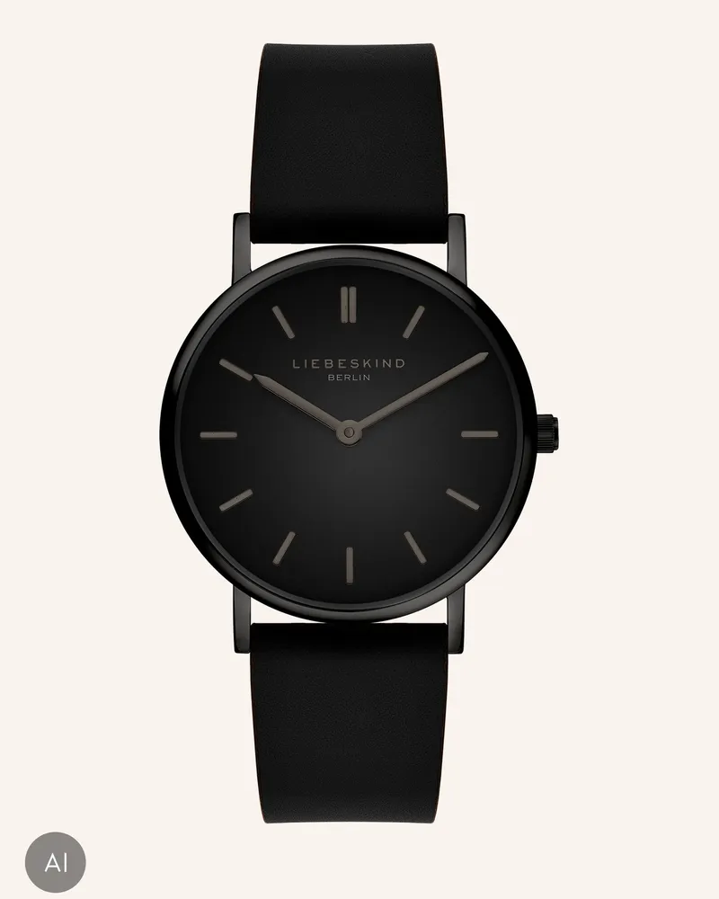 Liebeskind Armbanduhr  Aus  Echtleder schwarz Schwarz