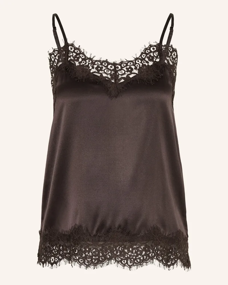 Darling Harbour Seidentop Aus Satin Mit Spitze braun Espresso