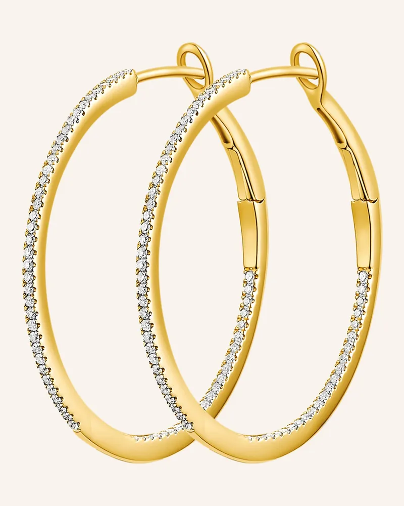 Leaf Creolen CIRCLE  M aus 18 Karat Gelbgold mit Diamanten Gold