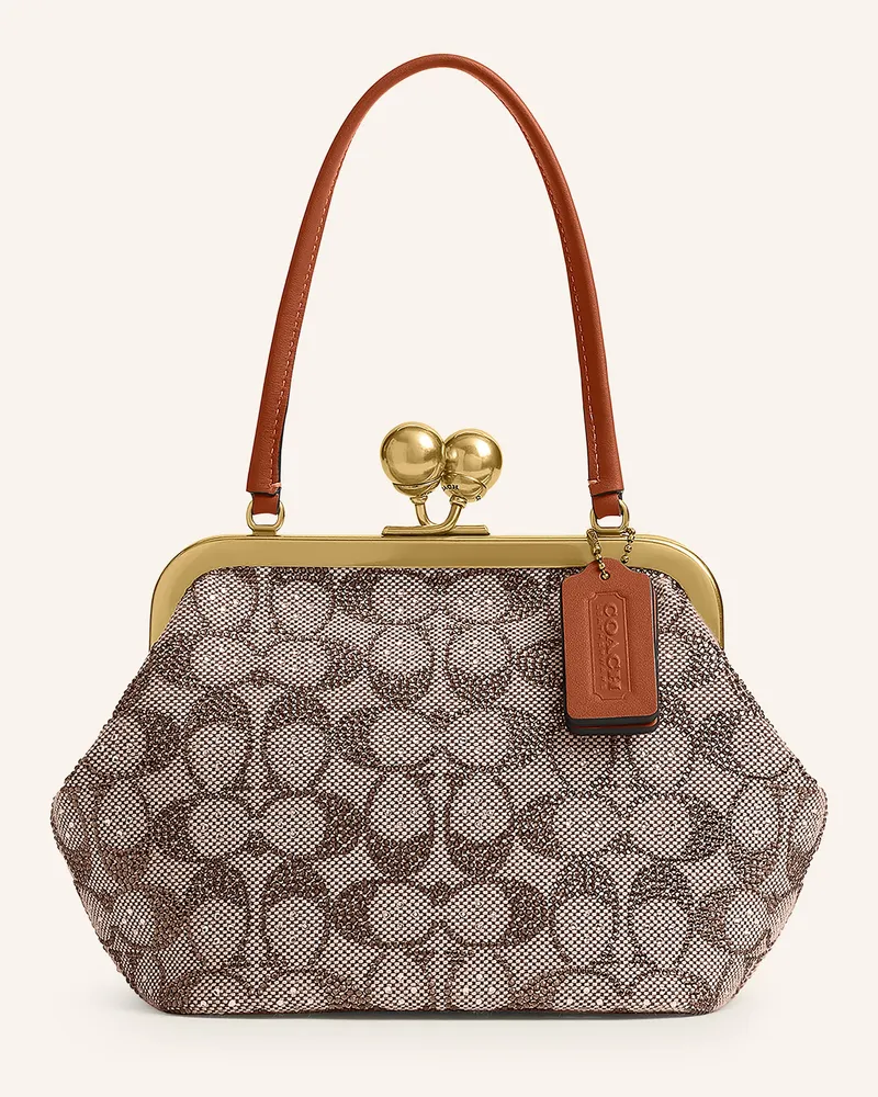 Coach Handtasche CRYSTAL SIGNATURE mit Schmucksteinen Braun