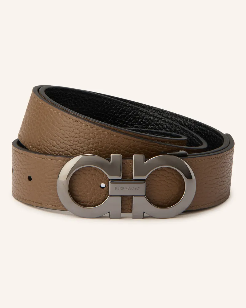 Ferragamo Ledergürtel braun Schwarz