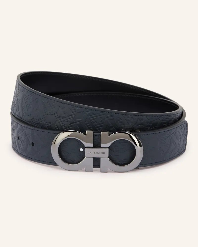 Ferragamo Ledergürtel blau Schwarz