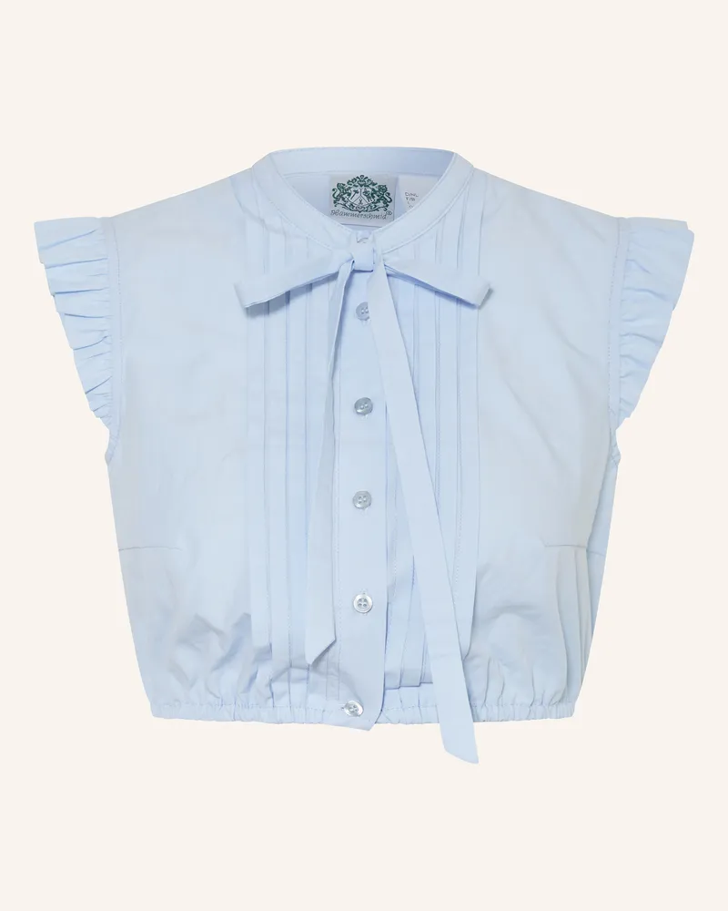 Hammerschmid Dirndlbluse ANTONIA mit Schluppe und Rüschen Hellblau