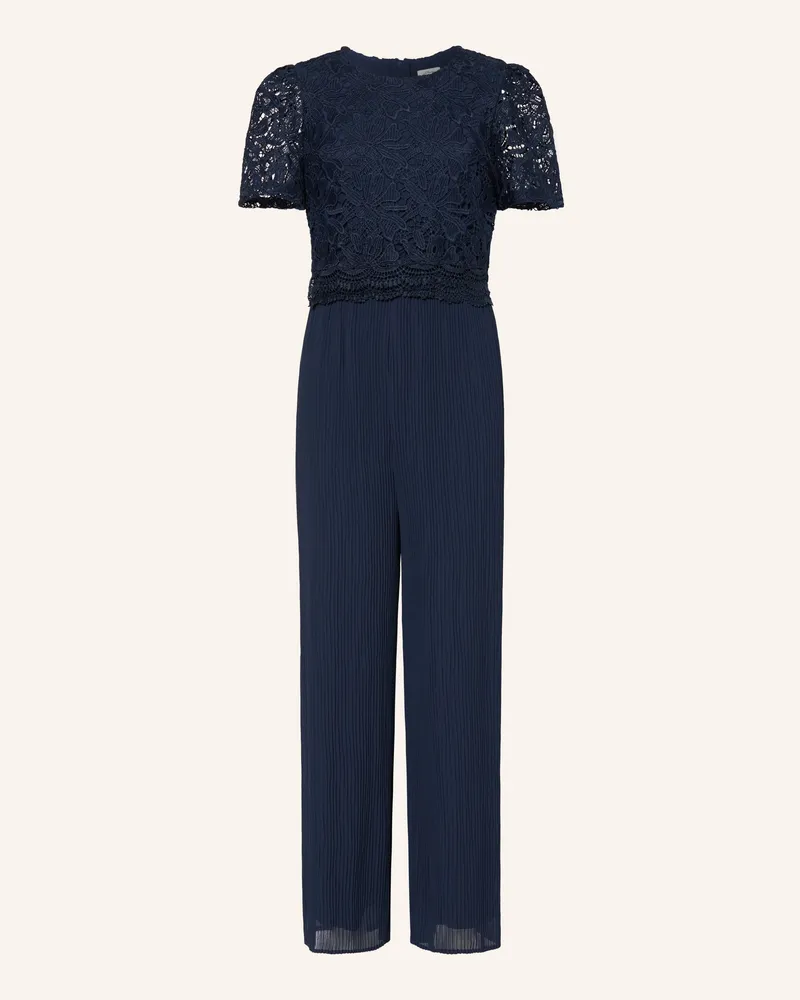 S.Oliver Jumpsuit Mit Spitze Und Plissees blau Dunkelblau