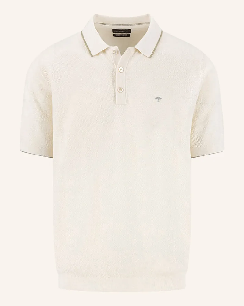 Fynch-Hatton Strick-Poloshirt weiss Creme