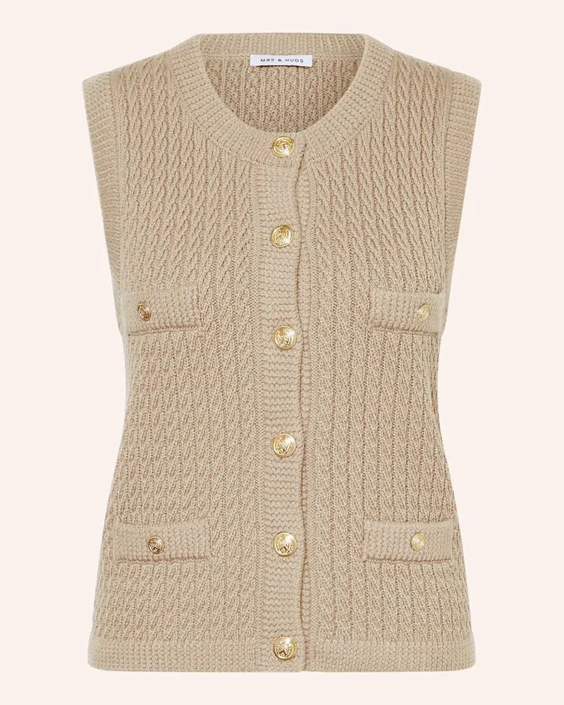 Mrs & HUGS Strickweste Taupe