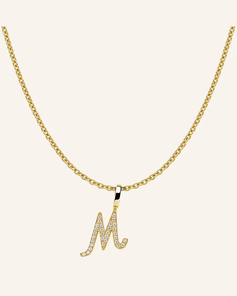 CADA Kette TINY DIAMOND LETTER M Gold