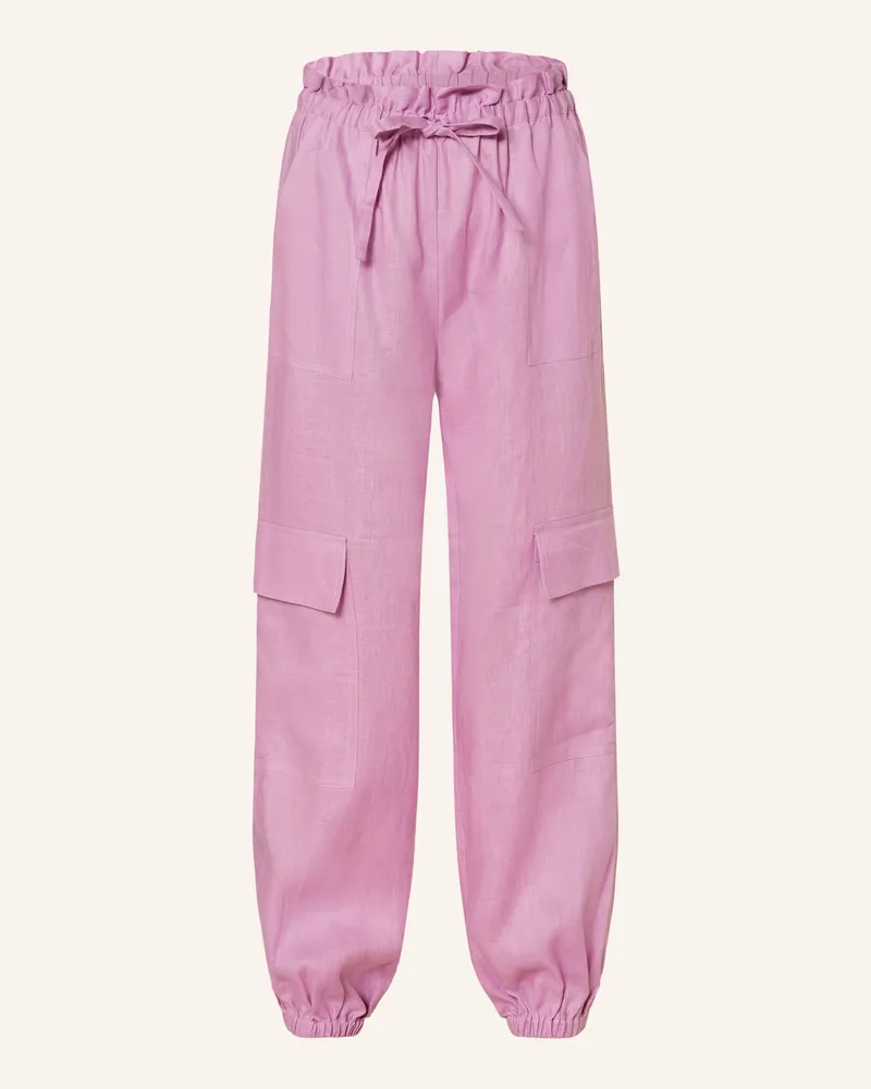 Mrs & HUGS Cargohose aus Leinen Helllila