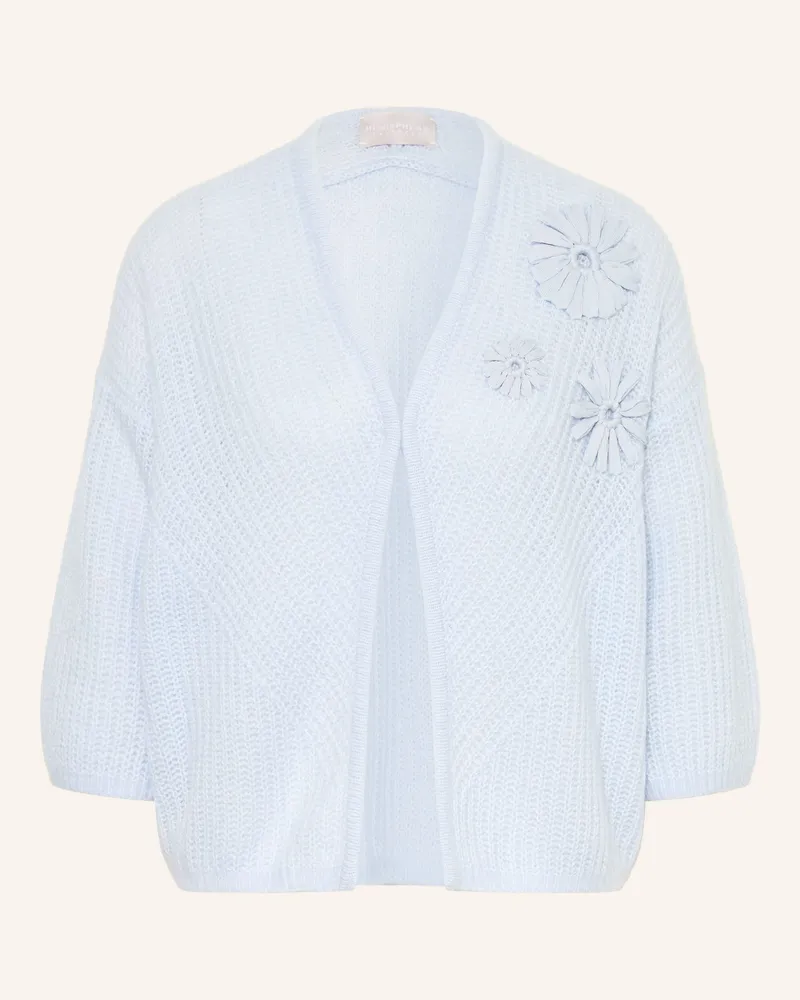 hemisphere Strickjacke mit Cashmere und 3/4-Arm Hellblau