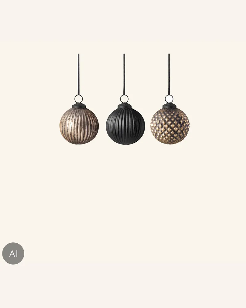 Villeroy & Boch Glas-Weihnachtskugeln 3-Teilig Christmas Chic schwarz Schwarz