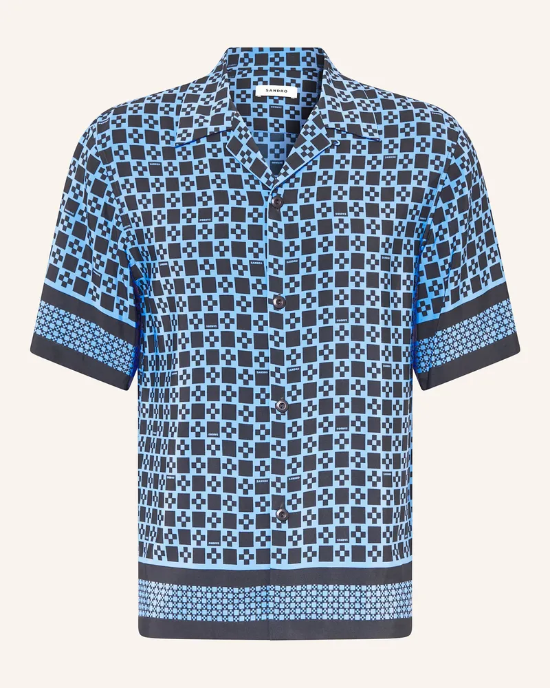 Sandro Resorthemd Slim Fit aus Satin Blau
